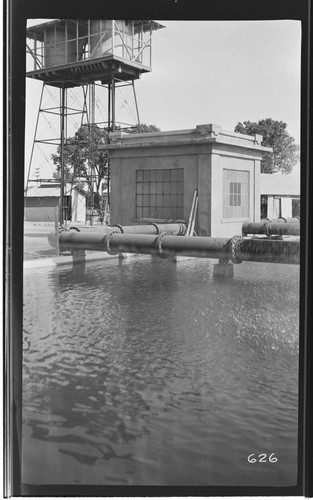 The cooling pond and pump house at Visalia Steam Plant