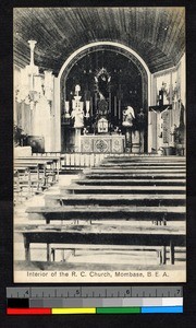 Interior of the Catholic church in Mombasa, Kenya, ca.1920-1940