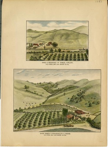 Kingery, Samuel, Ranch and Residence, Old Creek, San Luis Obispo County; Hazard, R. J., Dairy Ranch and Residence, Old Creek, San Luis Obispo County[On Same Plate]