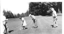 Cornelia "Bunni" Myers, her husband, Charles Myers and two unidentified golfers at Northwood golf course in Monte Rio, September 27, 1941