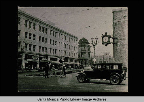 Third Street at Santa Monica Blvd. showing Santa Monica City Hall tower