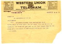 Telegram from William Randolph Hearst to Julia Morgan, December 27, 1921