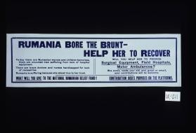 Rumania bore the brunt - help her to recover ... Contribution boxes provided on the platforms