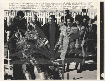 Coretta Scott King Lays Wreath at MLK Grave