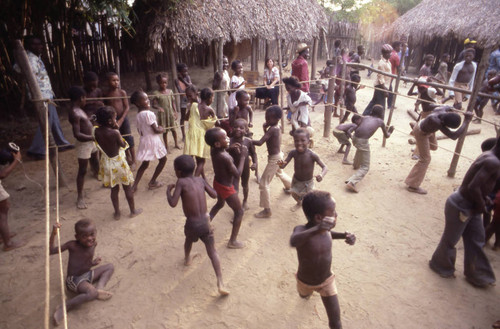 Children playing in boxing ring,San Basilio de Palenque, 1976