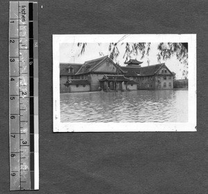 Flood water on campus of West China Union University, Chengdu, Sichuan, China, 1947