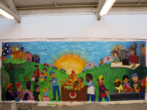Alameda County Community Food Bank murals created by students of Eduardo Pineda's ENGAGE:Mural Arts class, Fall 2011