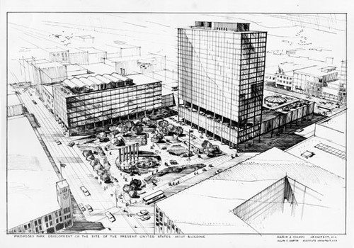 [Proposed Gold Plaza park development on the site of old Mint building at Fifth and Mission street]