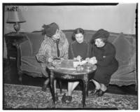 Mrs. I.V. Raffin, Mrs. Morris Gallas and Mrs. Sol Kahn, San Francisco chapter of Hadassah at 58 Parker Avenue