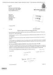 [Letter from Joe Daly to Nigel Espin regarding request for cigarette analysis and customer information]