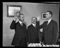 Judges Charles B. McCoy, Judge Lucius P. Green and Jess E. Stephens at an oath ceremony, Los Angeles