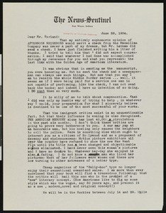 Floyd B. Logan, letter, 1934-06-28, to Hamlin Garland