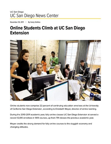 Online Students Climb at UC San Diego Extension