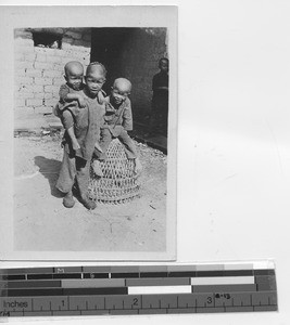 Three children at Yangjiang, China, 1924