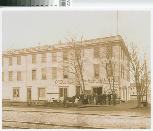 Photograph of the Fountain Hotel in Turlock, California, circa 1892