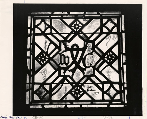 Stained glass window in Denison Library, Scripps College