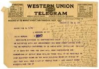 Telegram from William Randolph Hearst to Julia Morgan, May 11, 1924