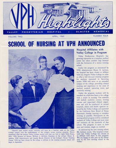 Valley Presbyterian Hospital Highlights, April 1960
