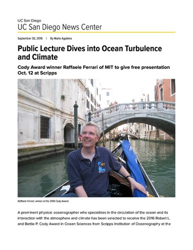 Public Lecture Dives into Ocean Turbulence and Climate