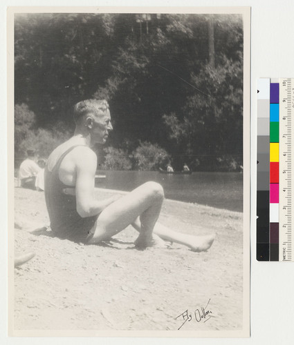 [August Vollmer in a bathing suit.]
