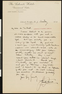 Frank Norris, letter, 1901, to Hamlin Garland