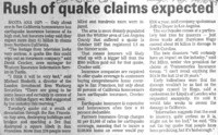 Rush of quake claims expected
