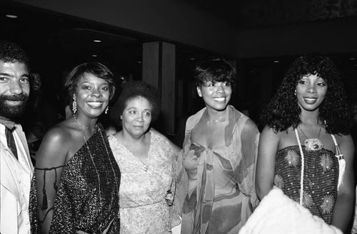 Donna Summer posing with other guests at the NAACP Image Awards, Los Angeles, 1978