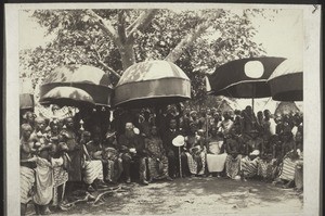 The north of the Gold Coast (Okwawu) being taken over - with Rev. Ramseyer from Abetifi and chiefs (each under his umbrella)