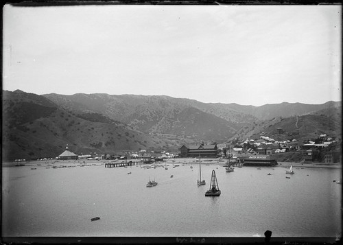 View of Avalon from across bay, Santa Catalina Island, California. [negative]
