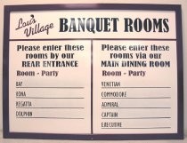 Lou's Village Banquet Rooms Sign