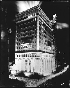 Security Bank building in Long Beach, California at night, ca.1927