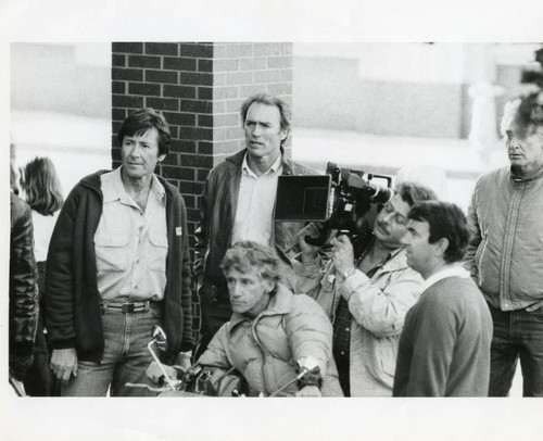 Clint Eastwood and crew on set of "Sudden Impact"