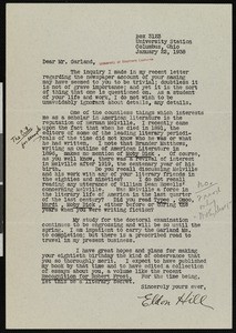 Eldon C. Hill, letter, 1938-01-22, to Hamlin Garland