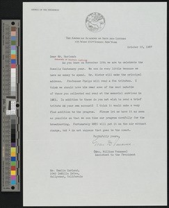 Grace Davis Vanamee, letter, 1937-10-20, to Hamlin Garland