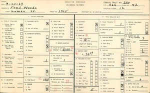 WPA household census for 1315 LOWEN STREET, Los Angeles County