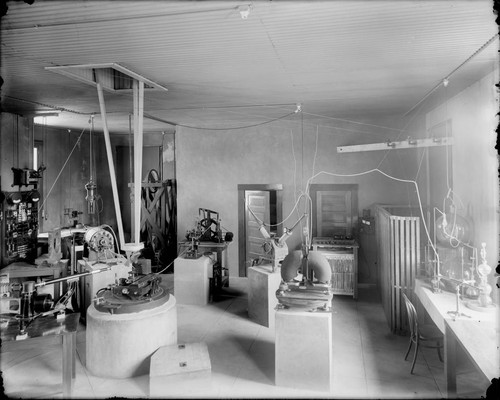 Interior view of a room at Mount Wilson Observatory's physical laboratory, Pasadena