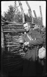 Portrait of a soldier in a trench during World War I, ca.1916