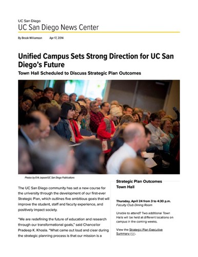 Unified Campus Sets Strong Direction for UC San Diego’s Future