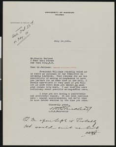 Arthur Hengry Rolph Fairchild, letter, 1931-07-19, to Hamlin Garland