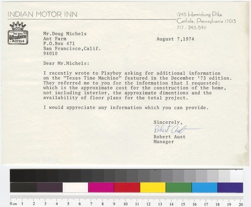 Letter to Doug Michels from Robert Aust (House of the Century Fan Mail folder)