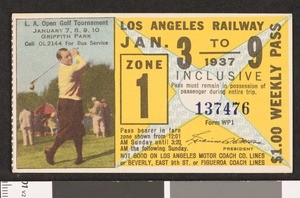 Los Angeles Railway weekly pass, 1937-01-03