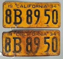 Set of California license plates 8B8950