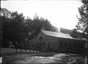 Gymnastics lesson at Lemana Training Institution, Lemana, Limpopo, South Africa, ca. 1906