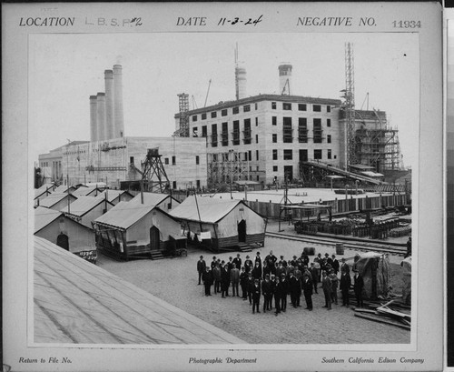 Long Beach Steam Station, Plant #2 - View from top of Mess Hall of Long Beach Chamber of Commerce inspecting plant construction