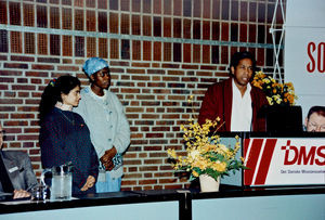 DMS Repræsentantskabsmøde 1995, Nyborg Strand med gæster Nabila Lutf, Egypten, Elider Nyema, Tanzania, Rakotoniania René, Madagaskar