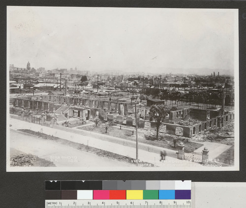 View of ruins from Dolores and 17th [Seventeenth] St. Notre Dame Convent in foreground