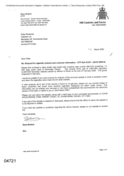 [Letter From Sean Brabon to Peter Redshaw Regarding Request for cigarette Analysis and Customer information]