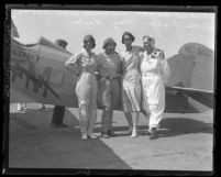 Pilot Florence Lowe Barnes with three other women pilots in Santa Monica, Calif., 1931