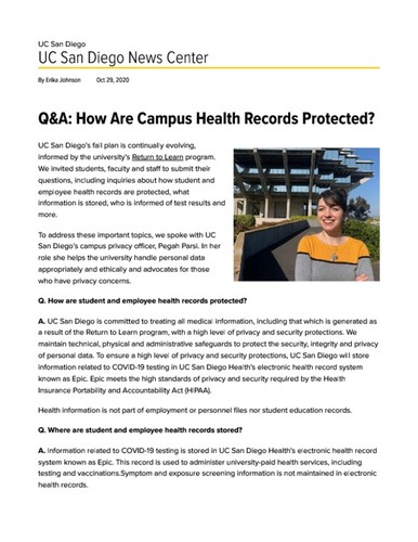 Q&A: How Are Campus Health Records Protected?