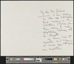 Helen Wright, letter, to Hamlin Garland